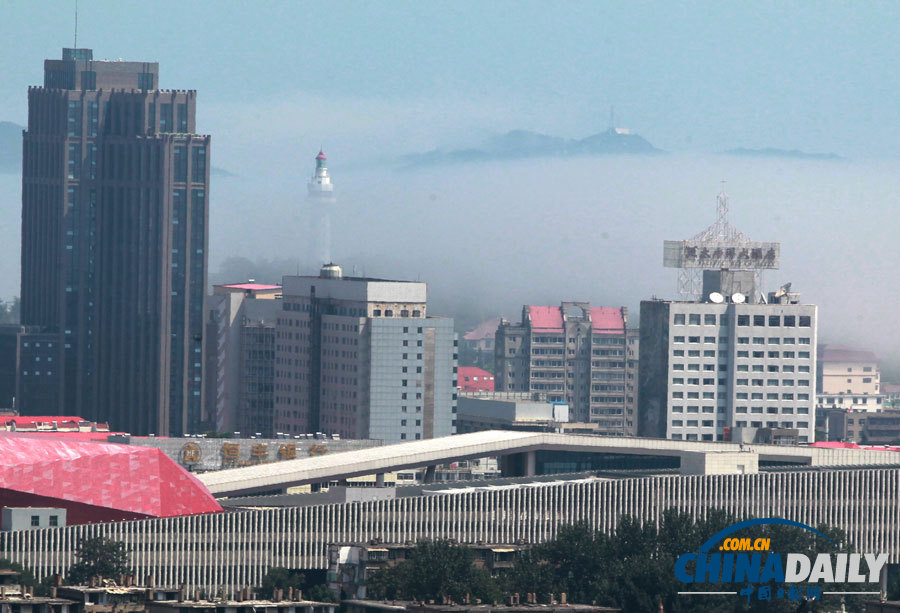 山东烟台海滨现\海市蜃楼\景观