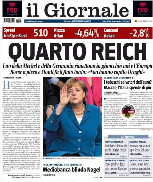 意报诋毁德国为“第四帝国” 两国口水战一触即发