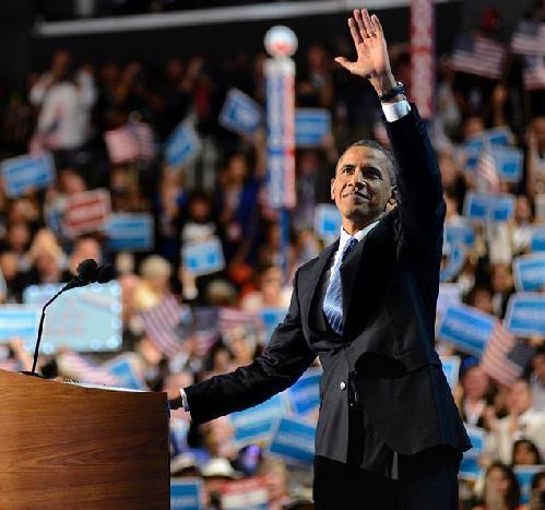 奥巴马正式接受民主党总统候选人提名并发表演讲