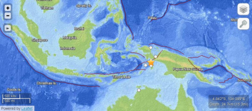 印尼西南部发生6.7级地震 震源深度24.7公里