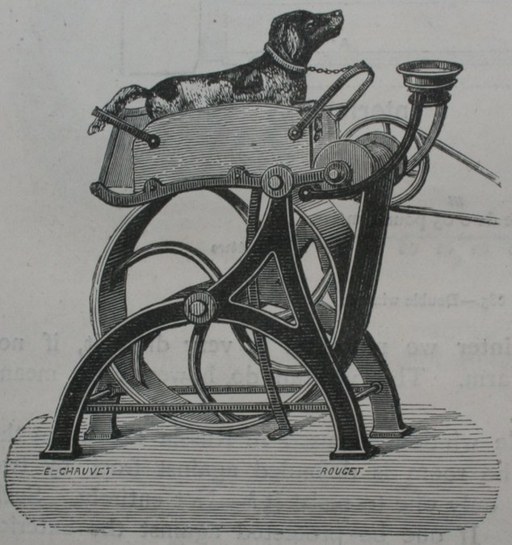 19世纪英国诡异发明:缝纫机由小狗驱动
