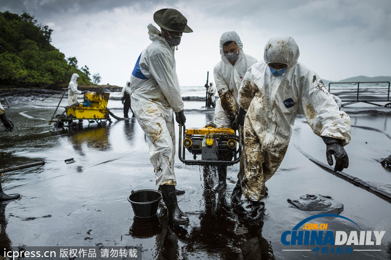 泰国原油泄漏扩散至旅游胜地沙美岛（高清组图）