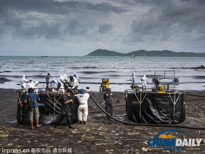 泰国原油泄漏扩散至旅游胜地沙美岛（高清组图）