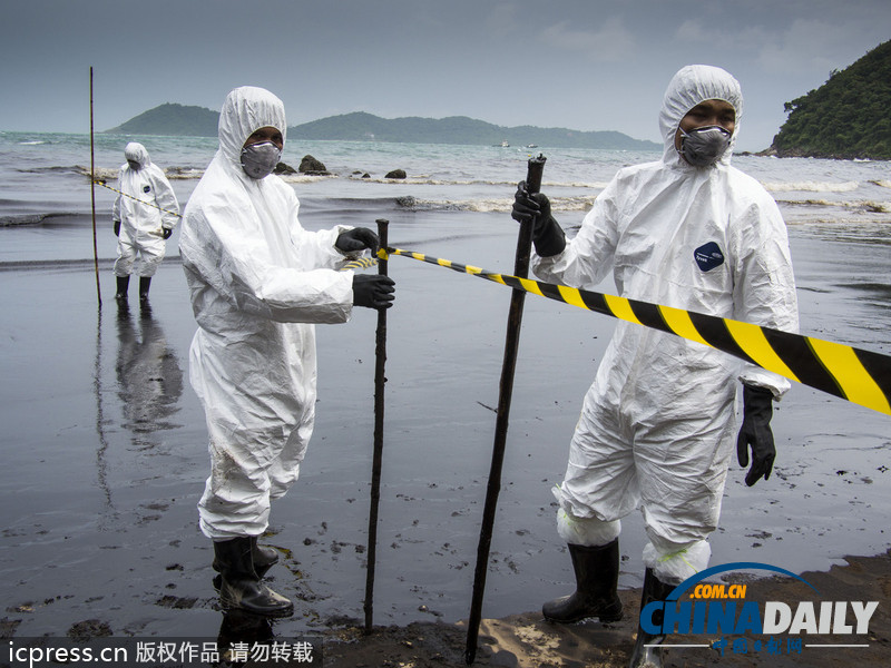 泰国原油泄漏扩散至旅游胜地沙美岛（高清组图）