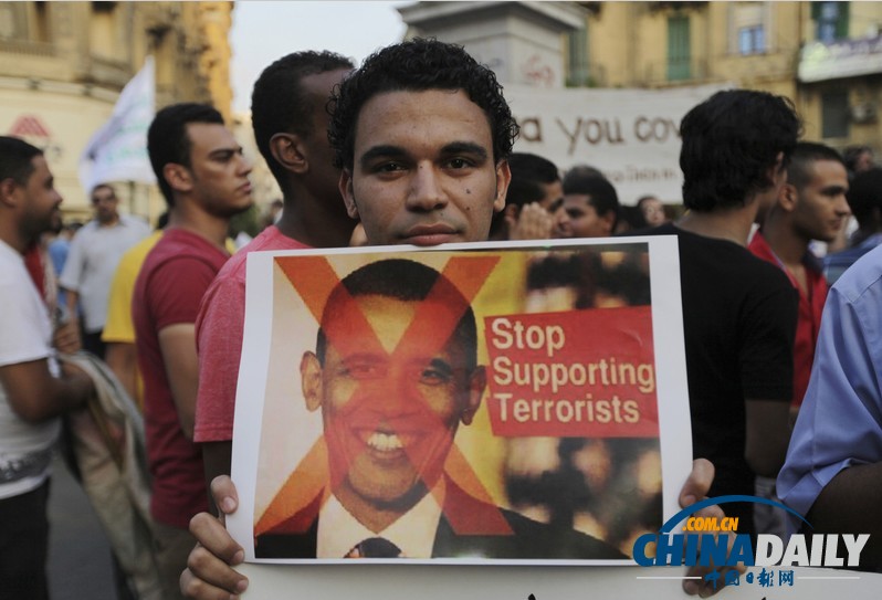 埃及反对美国军事打击叙利亚奥巴马头像遭恶搞