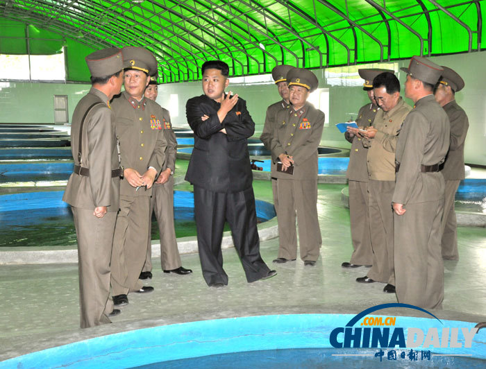金正恩视察养鱼场 要求大量生产鲟鱼等供应国际市场（组图）