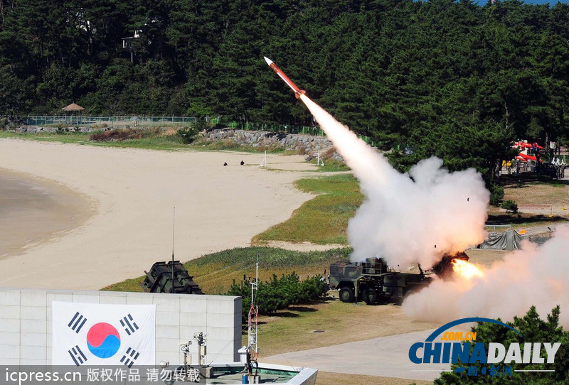 韩国首次进行爱国者导弹实弹射击（组图）