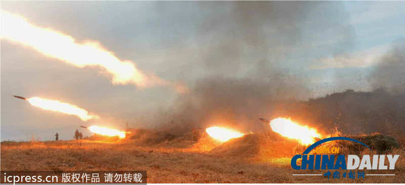 金正恩指导朝鲜人民军火力打击训练（组图）