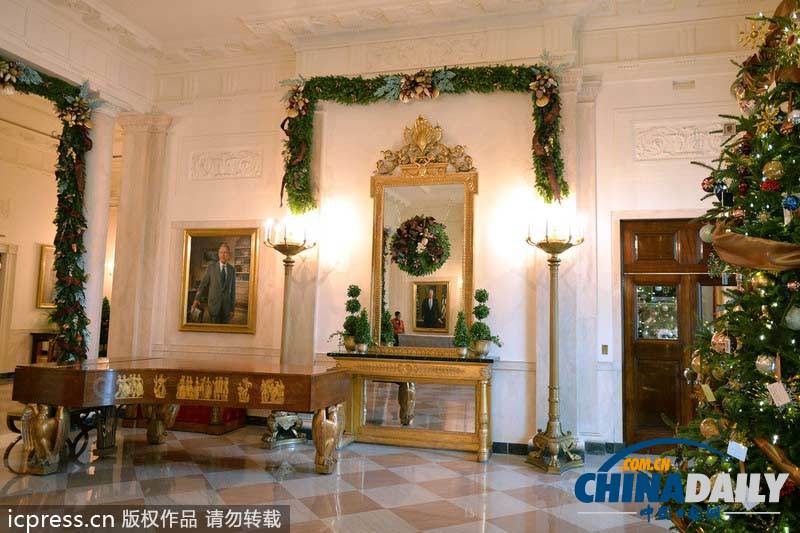 白宫圣诞节装饰先睹为快 充满浓郁节日氛围