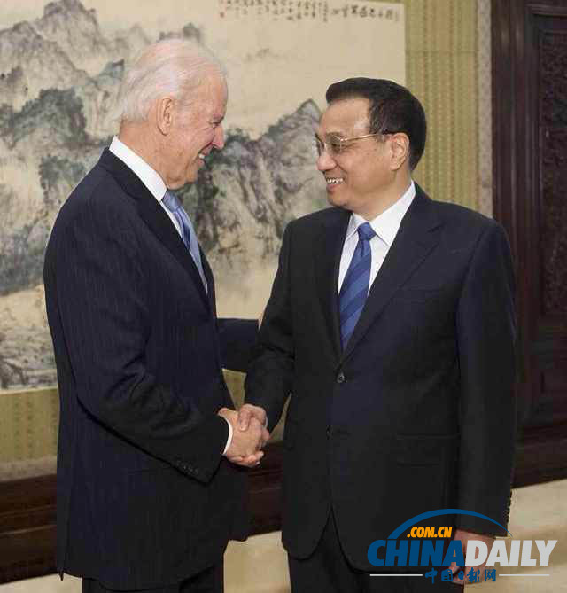 李克强会见美国副总统拜登 就中美关系等问题交换意见