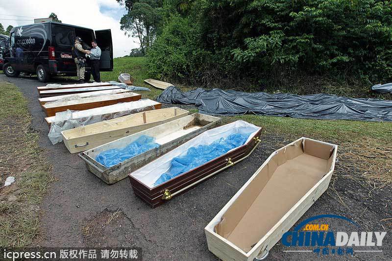 巴西一辆大巴坠入山谷至少14人死亡(图)