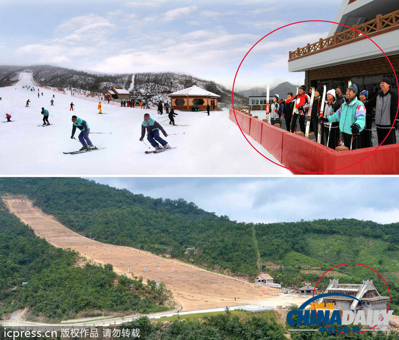 朝鲜马息岭滑雪场前后对比不一致疑似经过ps处理