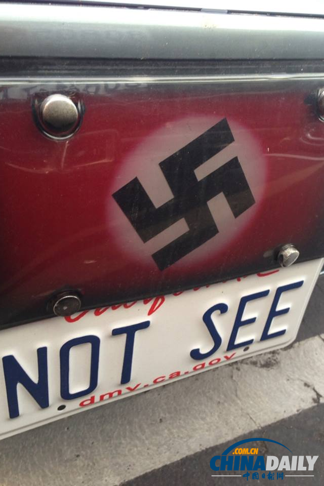 美国加州惊现纳粹车牌