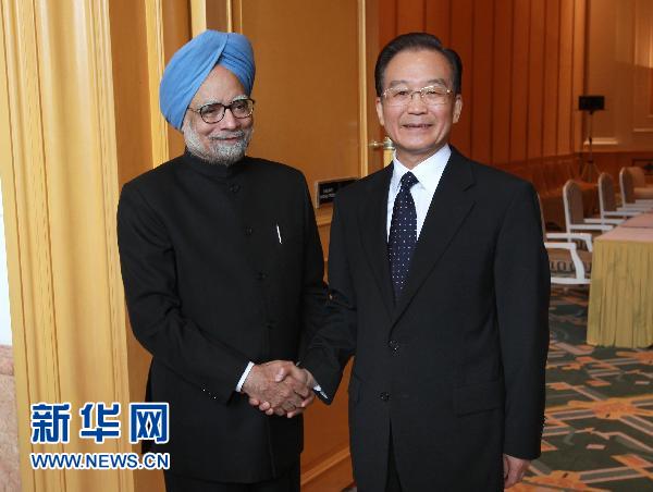 温家宝29日在下榻的酒店会见印度总理辛格