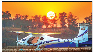 Electric aircraft ready for takeoff