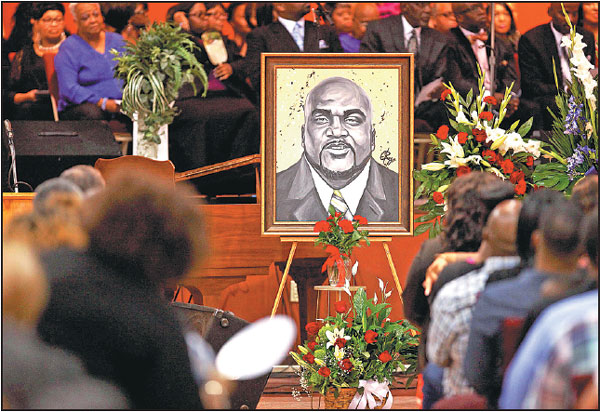 An Artistic Depiction Of Terence Crutcher Is Displayed At His Funeral In Tulsa Oklahoma On