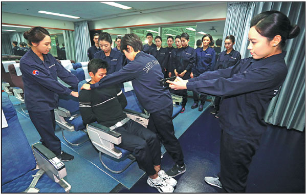 Crew Members Of Korean Air Receive Training On How To