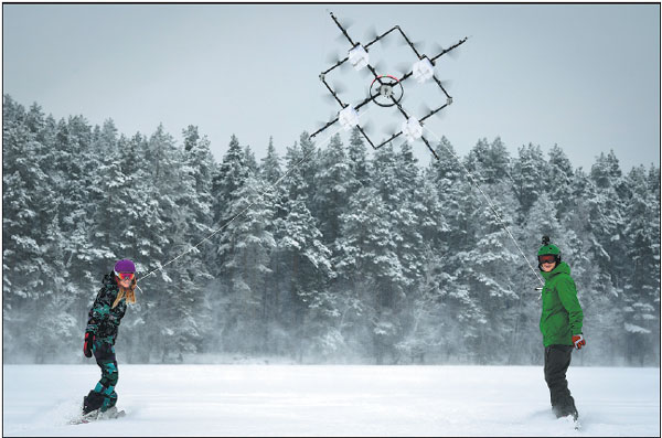 Snowboarders Are Pulled Along By A 16propeller Drone On