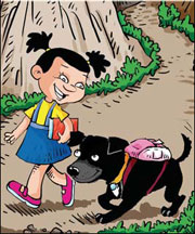 Pet dog walks girl, 12, to school and back every day