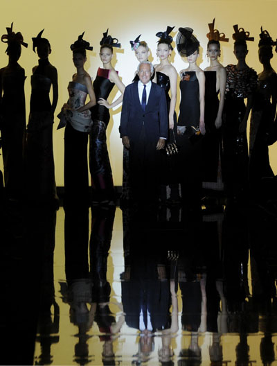 Italian Fashion Designershaute Cuture on Italian Designer Giorgio Armani Appears At The End Of His Haute