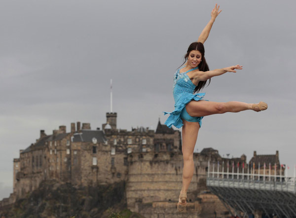 Dancer Lombardi performs during a photocall at the Fringe Festival in Edinburgh, Sc