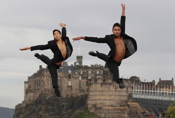 Dancer Lombardi performs during a photocall at the Fringe Festival in Edinburgh, Sc