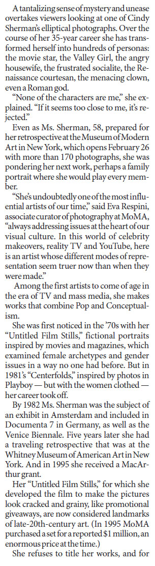 Artist's own face, revealing others