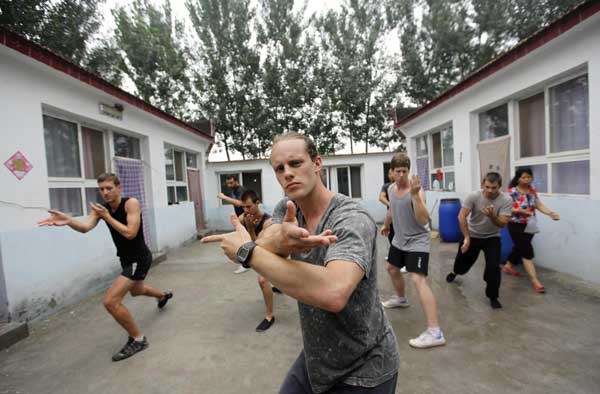 Martial arts master instructs foreigners
