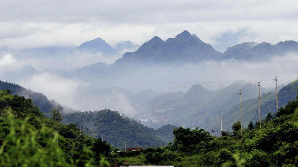 Misty scenery around Luodian, China's Guizhou