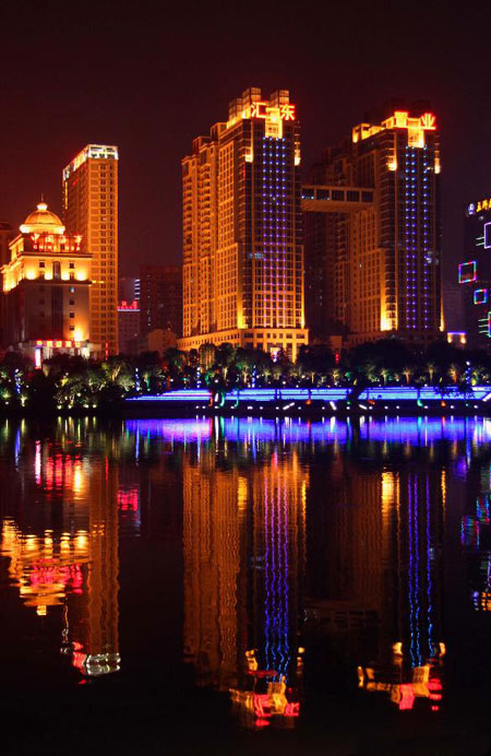 Night scenery of Nanning city, China's Guangxi