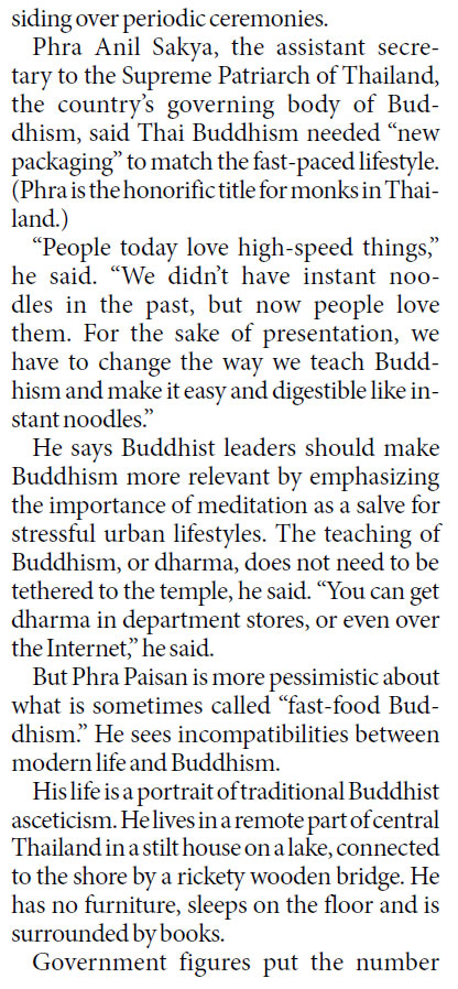 Thai monks struggle to adapt