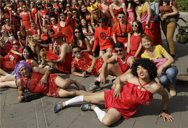 Red Dress Run in Beijing for fun