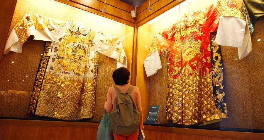 Costumes worn in opera performance on exhibition