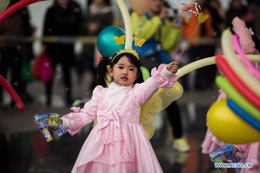 Children perform during China fairy tale festival in Shenzhen