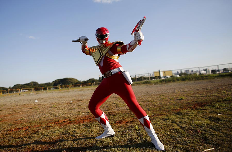Cosplay enthusiasts pose during 'Anime Friends' in Brazil