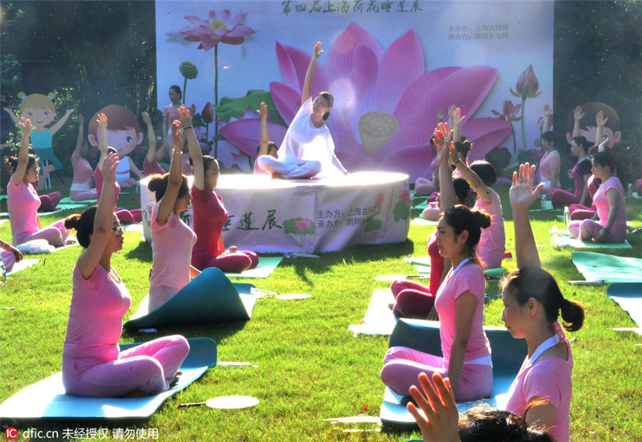 Performing yoga in scorching heat