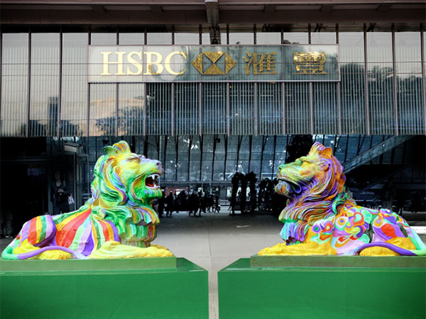 HSBC Hong Kong unveils rainbow lions for LGBT solidarity