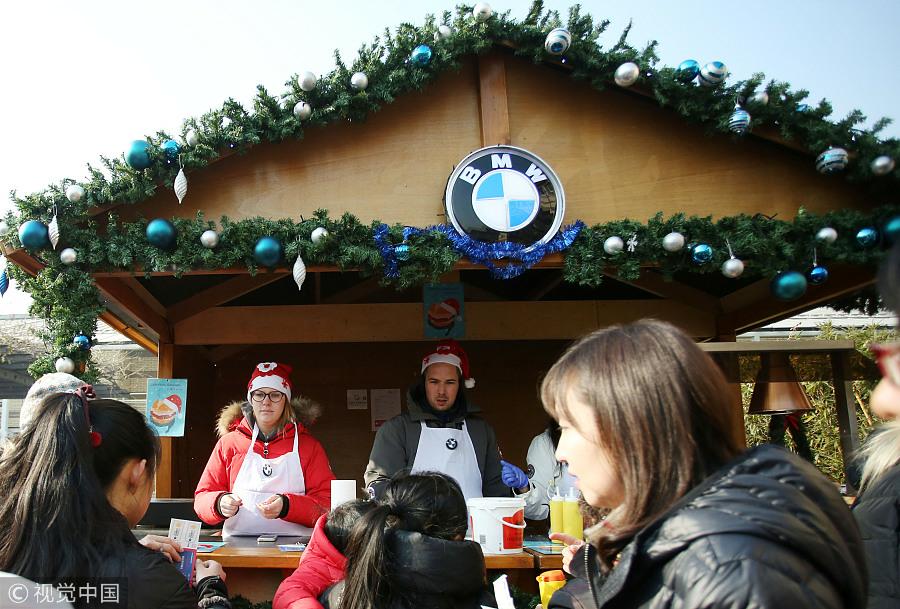 Christmas decorations illuminate Beijing