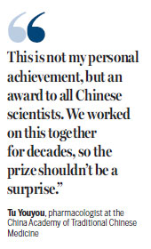 China wins first Nobel Prize in medicine