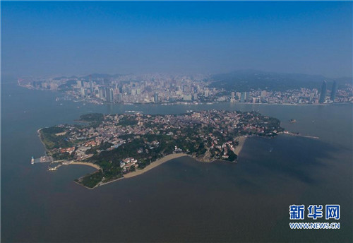 Aerial views of Xiamen in mild winter