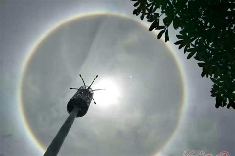 Solar halo hovers above Hechi