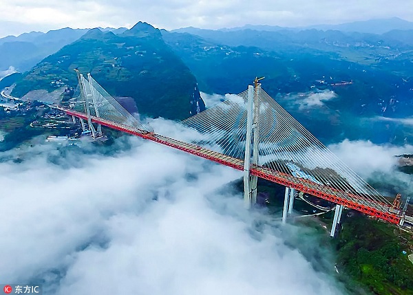 Beipanjiang set Guinness record as highest bridge