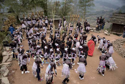 Miao people welcome spring with lusheng dance