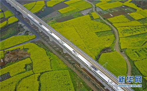 Spring views brighten high-speed rail journeys in Guizhou