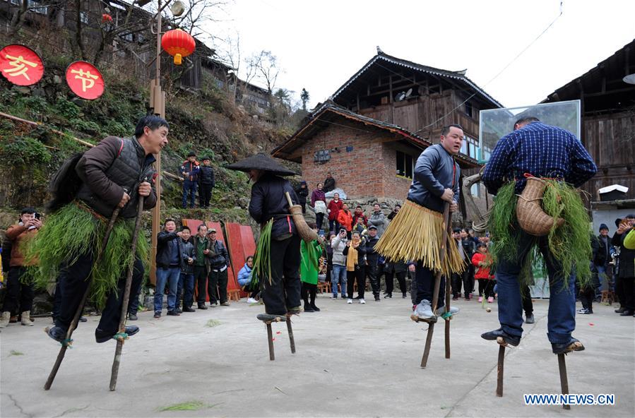 People of Miao ethnic group celebrate Spring Festival in SW China's Guizhou