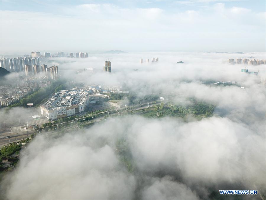 Fog scenery in Guiyang, SW China's Guizhou