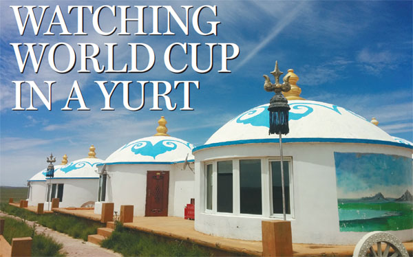 Watchinng World Cup in a yurt