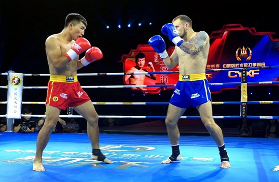 Sanshou fighters throw punches in Hohhot