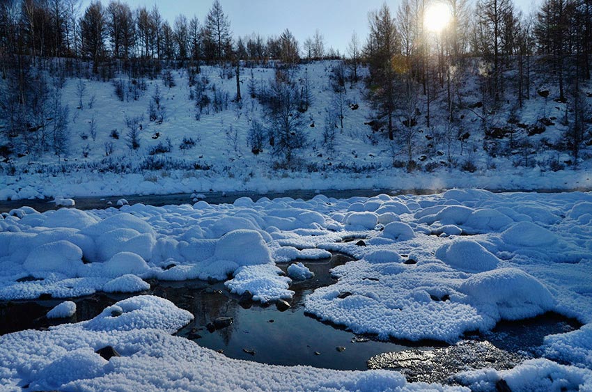 Ice-free stream flows across Arxan