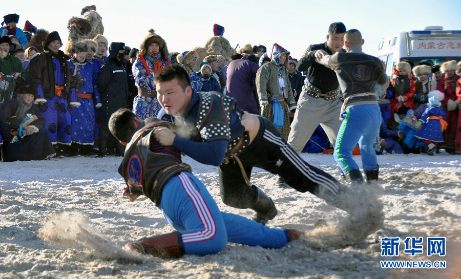 Mongol snow sports in Xin Barag Left Banner